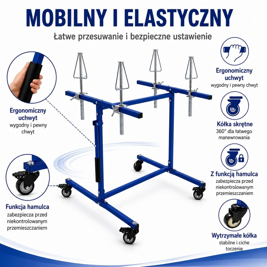 Lakovací Stojan Na Disky BITUXX Mobilní Na 4 Disky 100 kg Dílenský M20007
